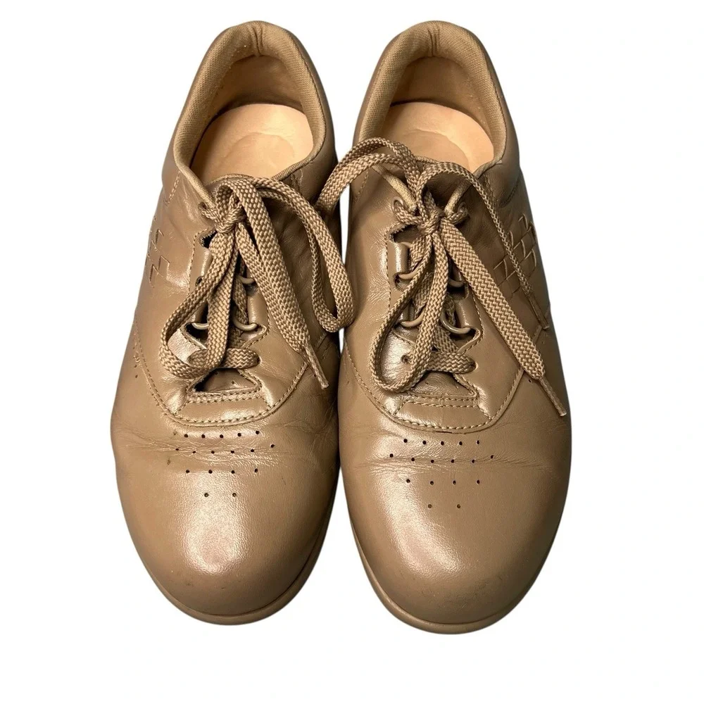 SAS Free Time Walking Shoes Womens Size 9W Mocha Leather Comfort Extra Laces